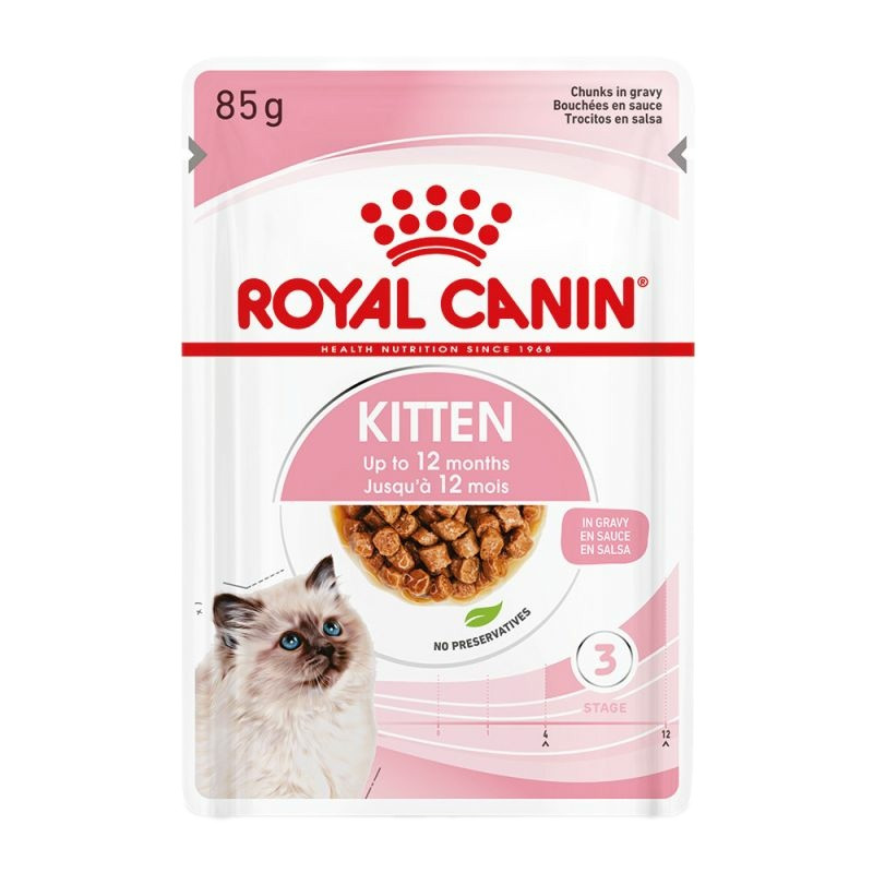 غذای پوچ گربه رویال کنین مدل Kitten gravy وزن 85 گرم